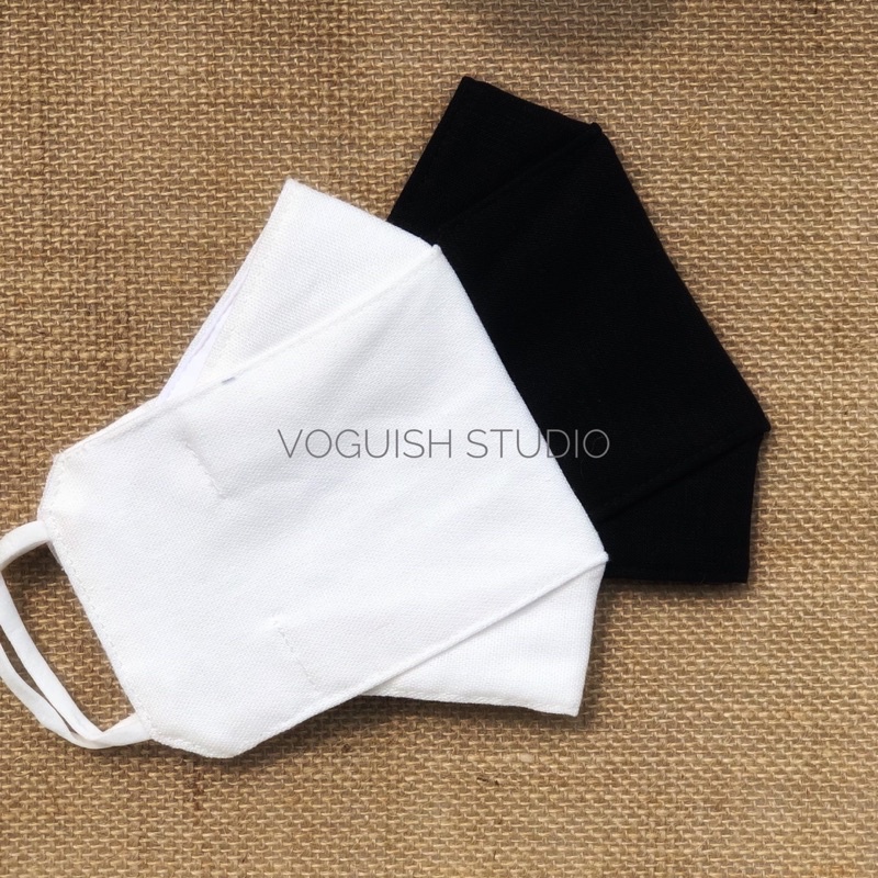 Khẩu Trang Linen Sợi Tự Nhiên Cotton 3 Lớp Kháng Khuẩn Màu Đen/Trắng cho Nam/Nữ