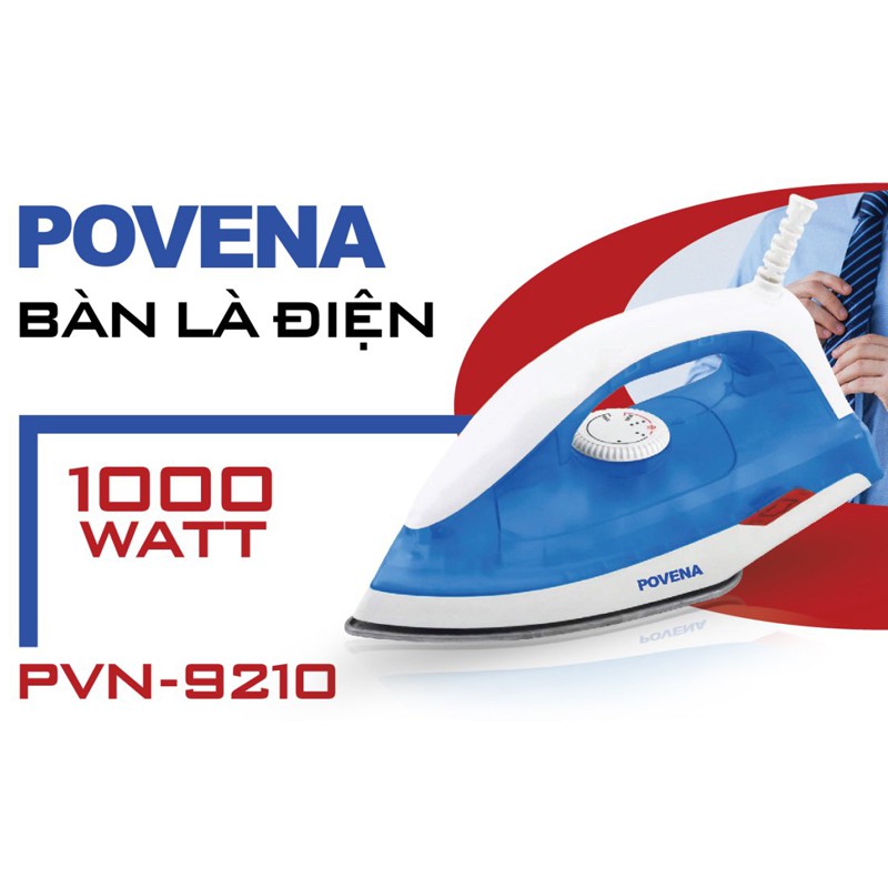 Bàn ủi 1000W Povena PVN-9210 mặt đế phủ chống dính, tự điều chỉnh công suất điện