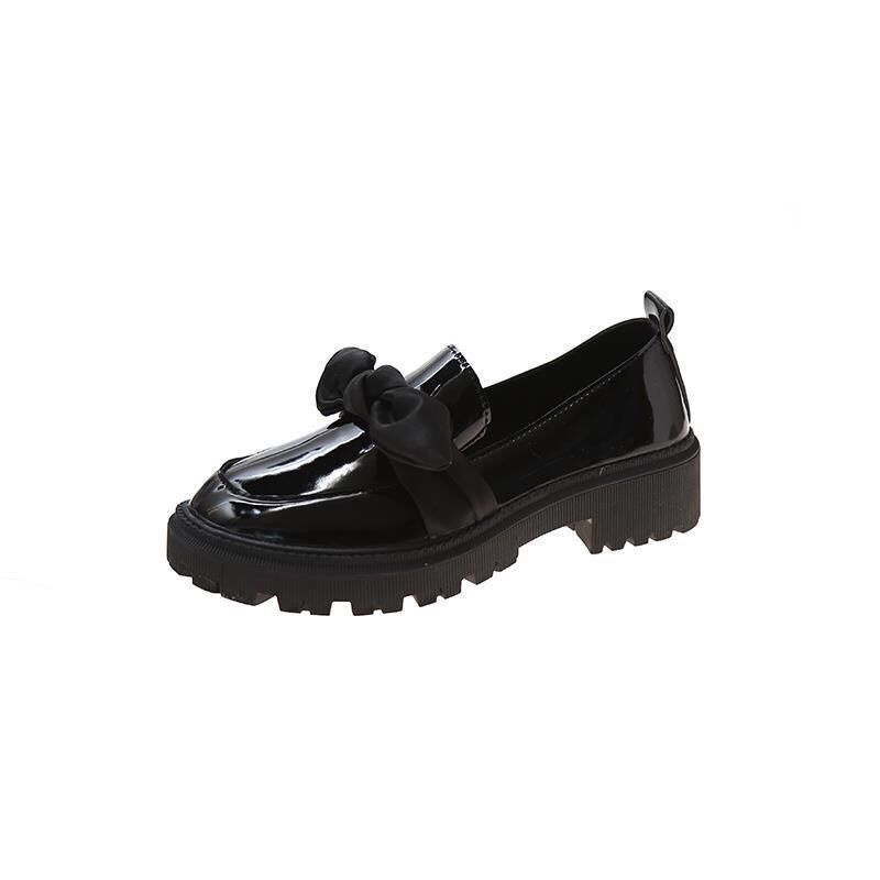 Giày Da Đế Thấp Đính Nơ Xinh Xắn Theo Phong Cách Anh Quốc Dành Cho Nữ