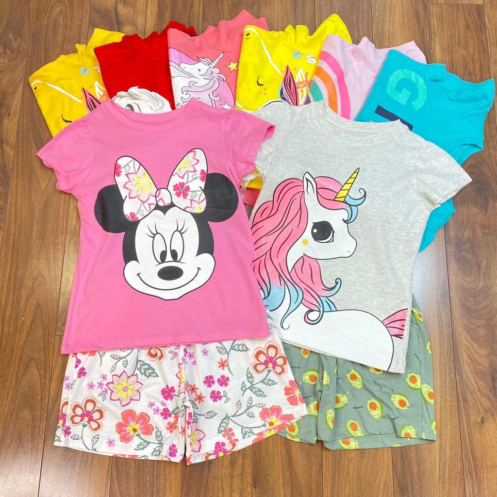 Bộ Bé gái cộc tay quần ngắn PALACE cotton size đại 4-14Y