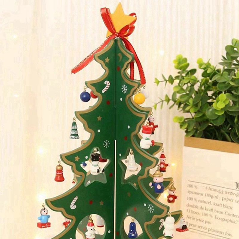Tabletop Christmas Tree Decorations Kit with 3Pcs/Pack Christmas Tree Pendant Ornaments Forest Old Man Faceless Dolls