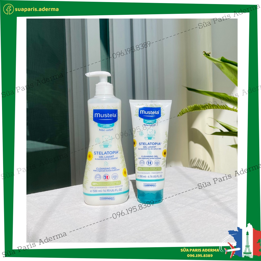 Sữa Tắm Mustela stelatopia 500ml dành cho da cơ địa, chàm sữa, da dễ kích ứng_Sữa Paris Aderma