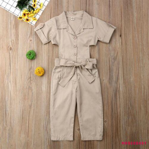 Jumpsuit tay ngắn phối nơ dễ thương cho bé gái