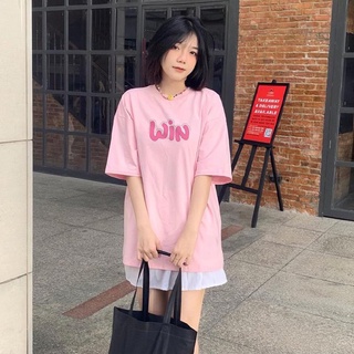 Áo thun nữ tay lỡ in chữ win every day every night dlx