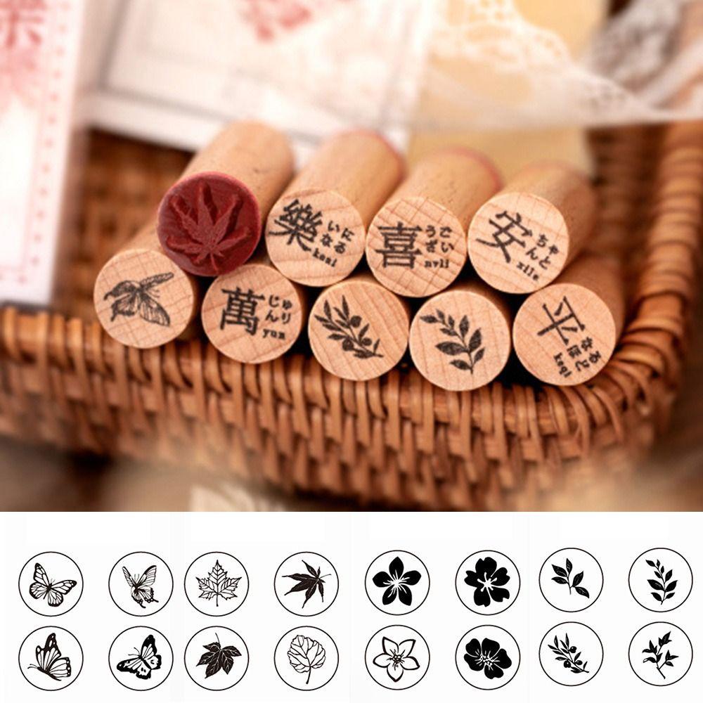UUMIR Bộ 4 Con Dấu Gỗ Trang Trí Sổ Tay