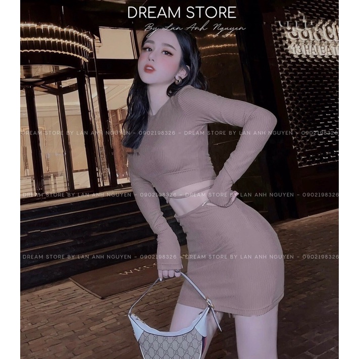 Set áo zip chân váy