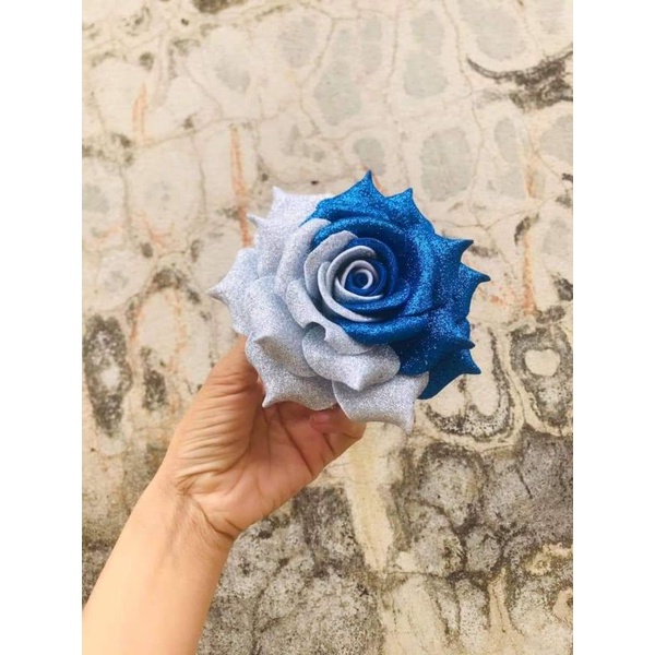 Đầu hoa hồng mút xốp nhũ size 11cm vĩnh cửu