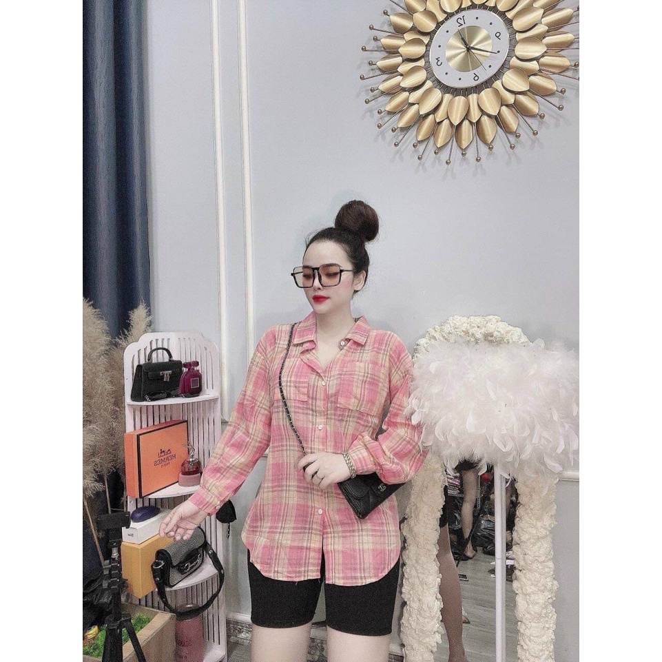 Đồ bộ sơ mi ngố tay dài mặc ở nhà đi dạo phố dễ thương