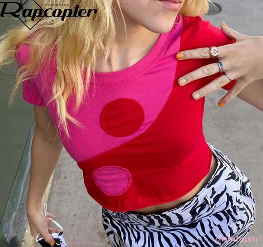 Áo Croptop Tay Ngắn Cổ Tròn Cho Nữ