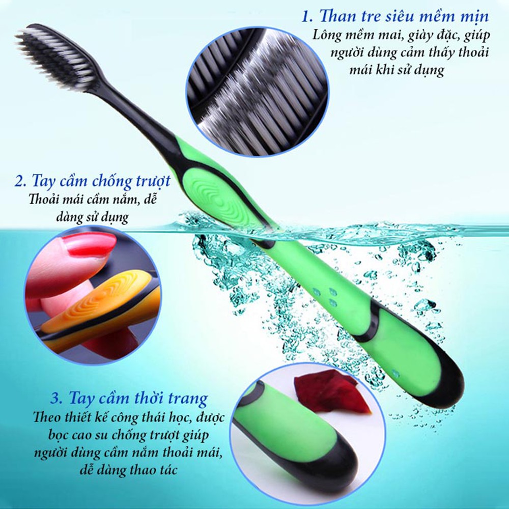 Bàn chải đánh răng than tre hoạt tính BOSSI Hàn Quốc cao cấp lông mềm an toàn tuyệt đối cho sức khỏe | BigBuy360 - bigbuy360.vn