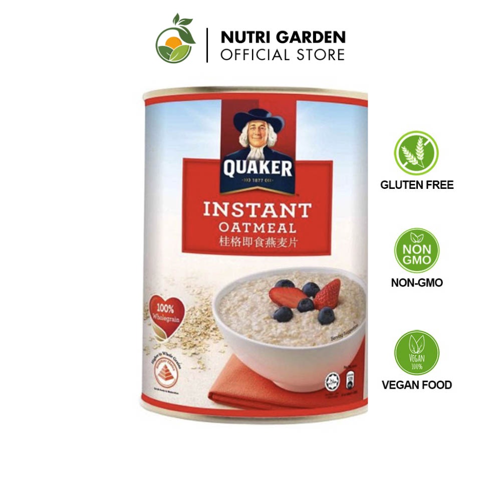 Yến mạch nghiền hiệu Quaker Instant Oal meal 800g (hộp màu đỏ) - Atlas Garden nhập khẩu Malaysia