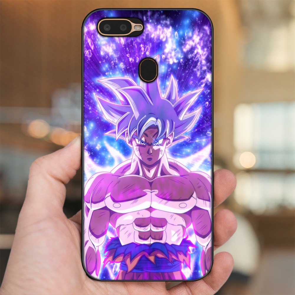 Ốp lưng Oppo A5S, A7, A12, F9 viền đen in hình Goku Dragon Ball