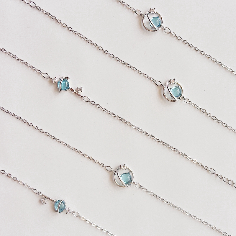 [Mã FAMAYFA giảm 10K đơn 50K] Vòng tay bạc hình chòm sao hành tinh đính đá pha lê xanh dương phong cách Hàn Quốc cho nữ | BigBuy360 - bigbuy360.vn