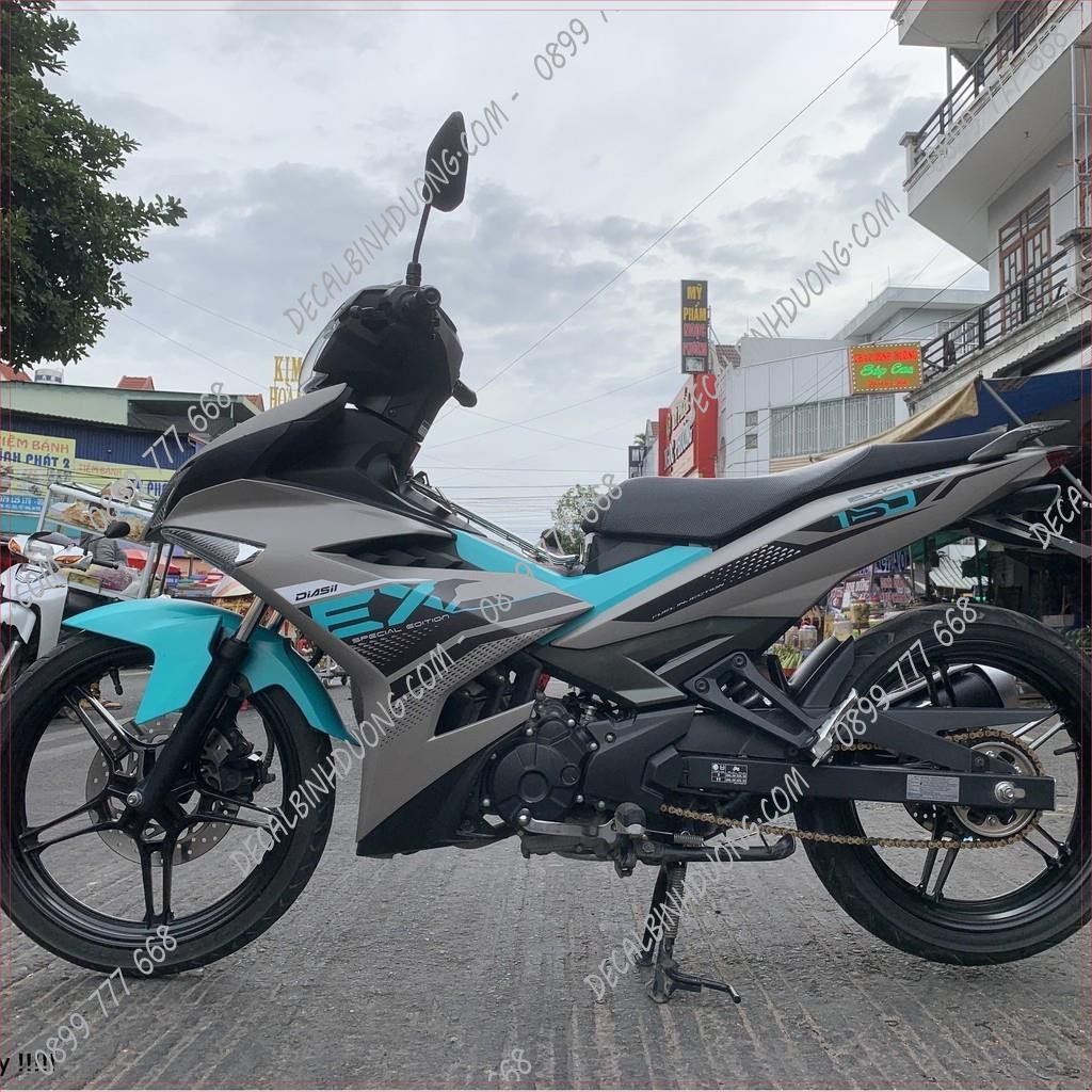 Tem Trùm Exciter 150 Xanh Xám Thiết Kế Theo Kiển Zin 2021 Hot Nhất - Decal Nhám