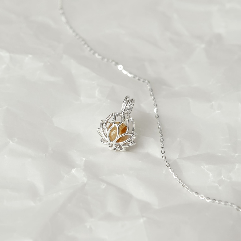 Dây Chuyền Nữ Bạc 925 Cao Cấp SHIMMER SILVER LOTUS Dạng Lồng Có Thể Thay Đổi Đá