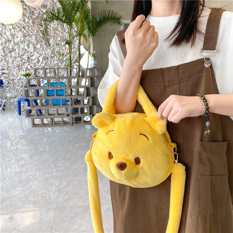 Túi đeo vai vải bông hình nhân vật hoạt hình dễ thương Stitch/Chú Sóc/Hổ/Gấu Pooh - kích thước - 27 x 22 x 15CM