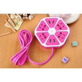 Ổ cắm điện đa năng lục giác có cổng USB ( màu ngẫu nhiên )