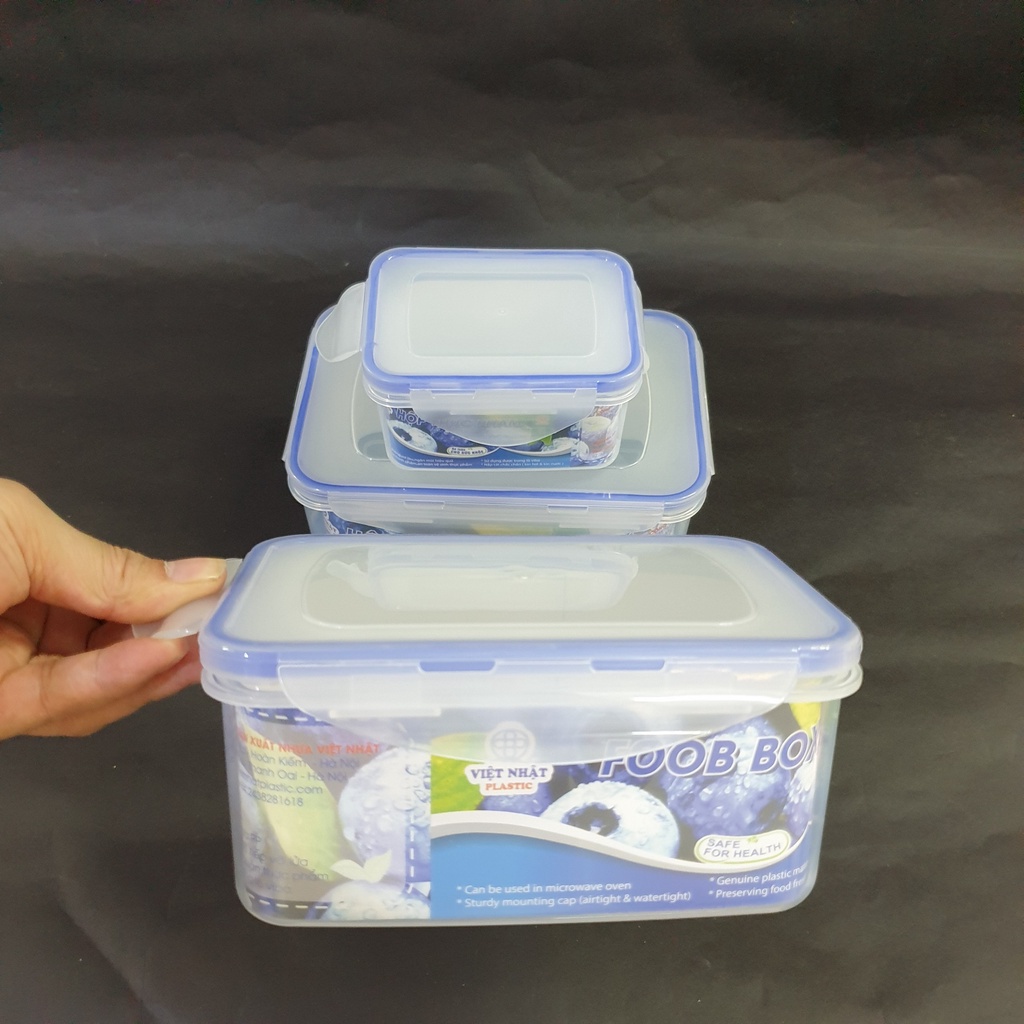 Set 3 hộp nhựa đựng thực phẩm, bảo quản đồ ăn tiện lợi Việt Nhật 6530