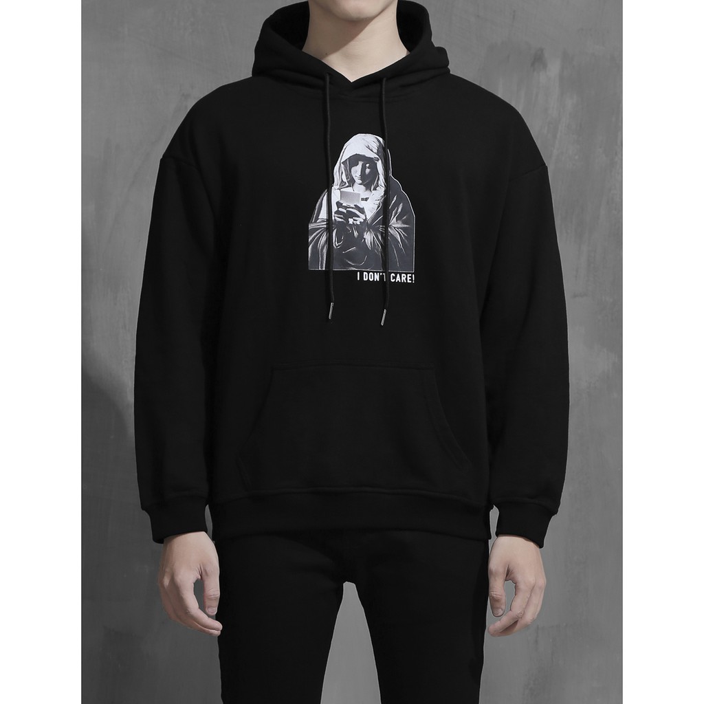 Áo Hoodie I Don't Care ! Chất Liệu 100% Cotton Da Cá Form Thoải Mái Unisex