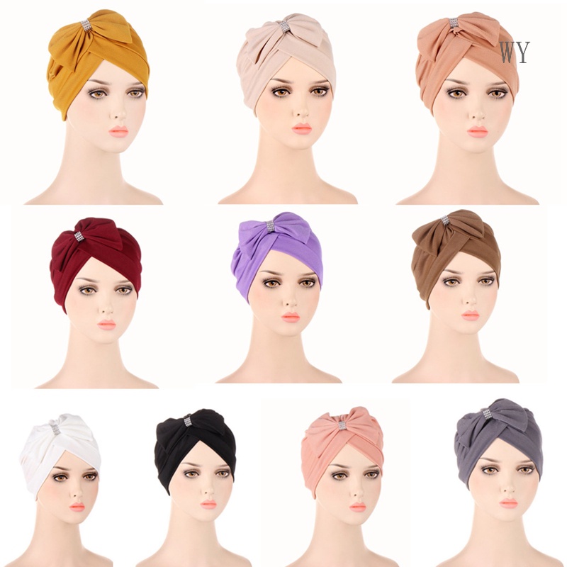 1 Mũ Turban Co Giãn Màu Sắc Trơn Thời Trang Cho Nữ