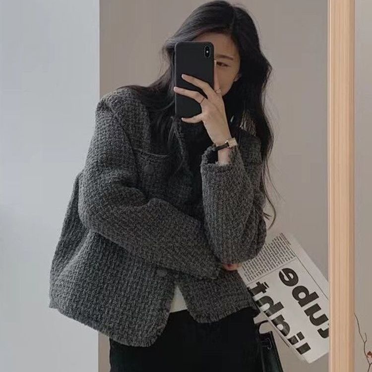 [Spot] Áo Khoác Vải tweed Mỏng Dáng Rộng Thời Trang Xuân Thu Hàn Quốc Dễ Phối Đồ Cho Nữ Xiaoxiangfeng