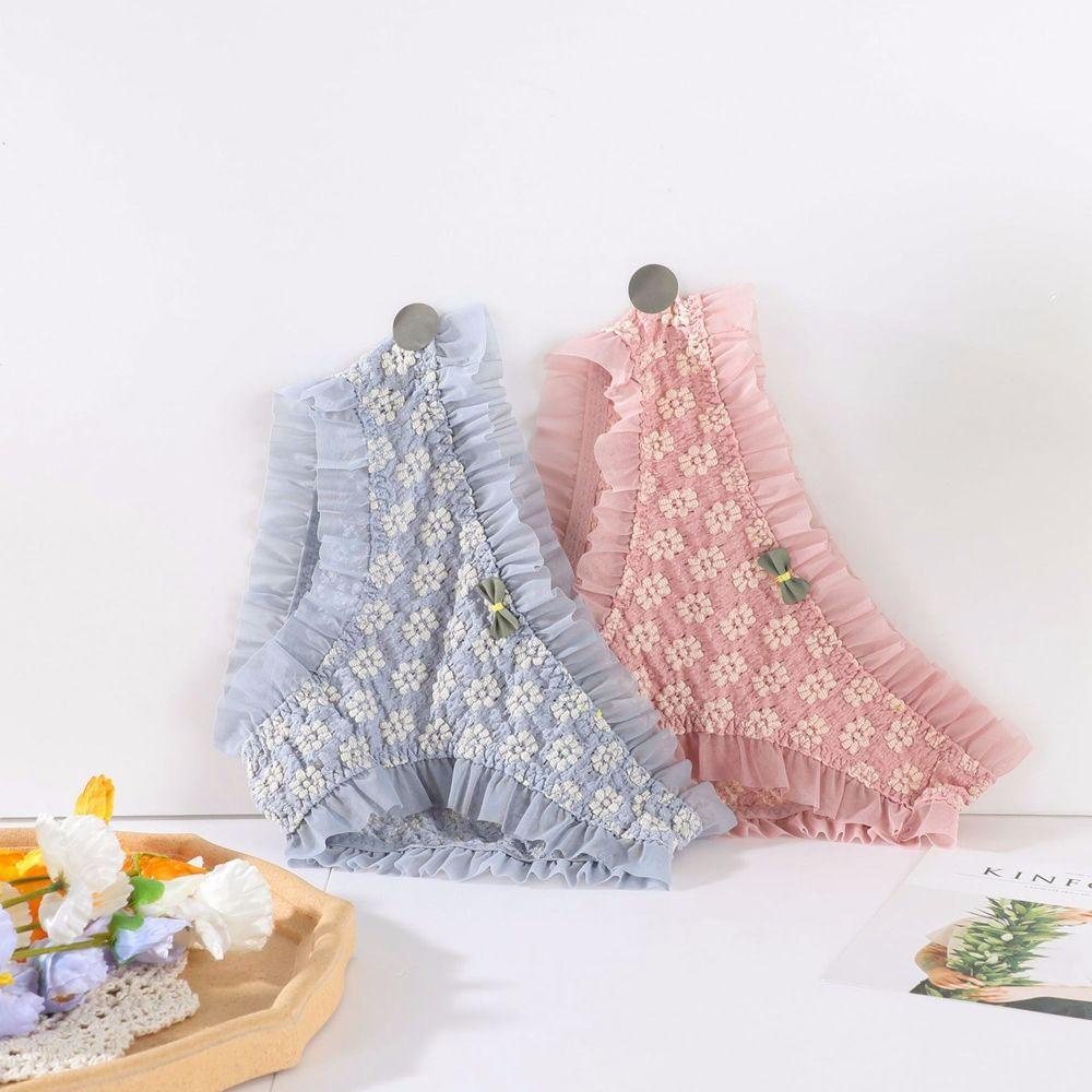 Quần Lót Cotton Mềm Mại Lưng Thấp Phối Lưới Họa Tiết Hoa Gợi Cảm Cho Nữ