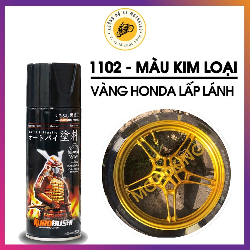 Combo Sơn Samurai màu vàng kim loại honda 1102** loại 2K chuẩn quy trình độ bền 5 năm gồm 2K04 - 124 - 1102 - 2K01