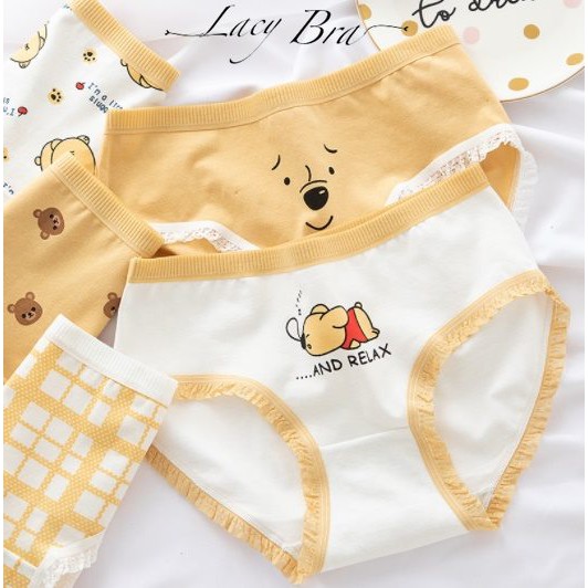 [Mã WAMT2405 giảm 10K đơn 0K] Set 4 Quần Lót Gấu Pooh Vàng Chất Cotton Mềm Kháng Khuẩn - QL36