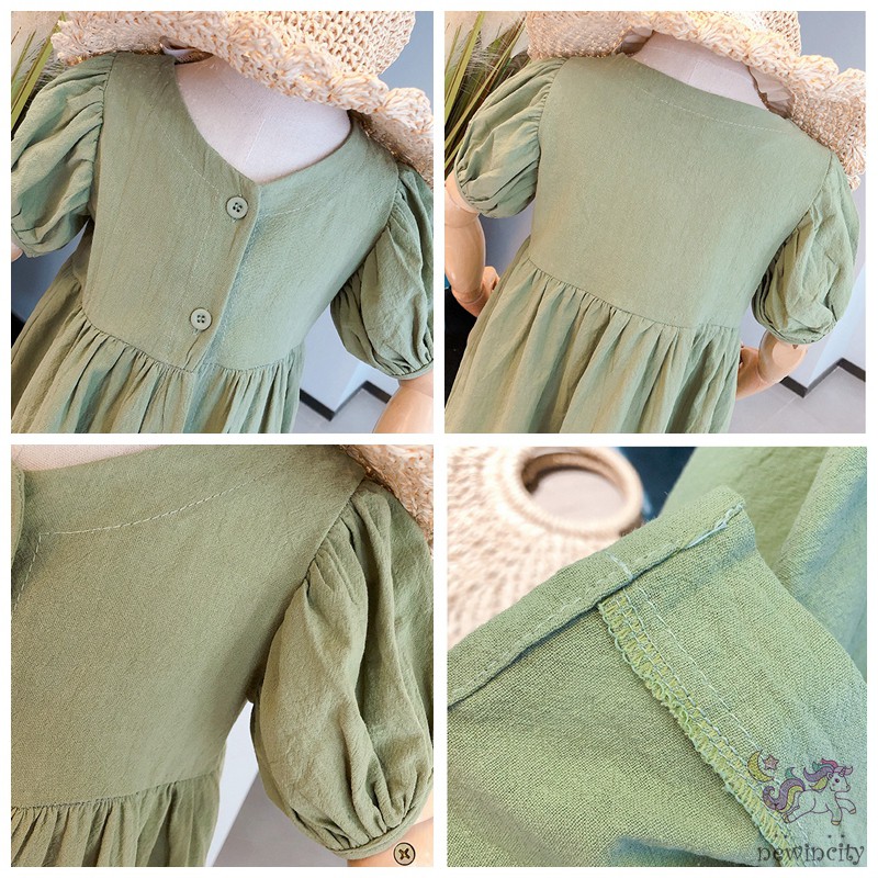 Đầm Tay Con Xòe In Họa Tiết Hàn Quốc Cho Bé