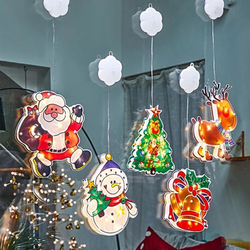 Đèn Led Treo Trang Trí Cây Thông Giáng Sinh Hình Tuần Lộc / Ông Già Noel Có Giác Hút