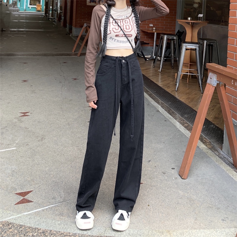 Quần jeans Nữ Dài Lưng Cao Dáng Rộng Thời Trang Hàn Quốc