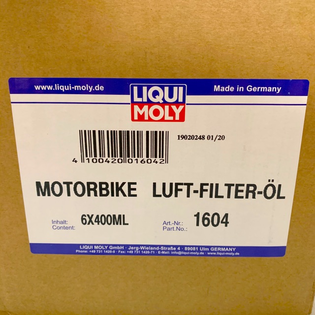 Dầu Tẩm Lọc Gió Xe Máy - Xe Hơi  Liqui Moly Motorbike Foam Filter Oil (Spray) 400ML - 1604 Made in Germany