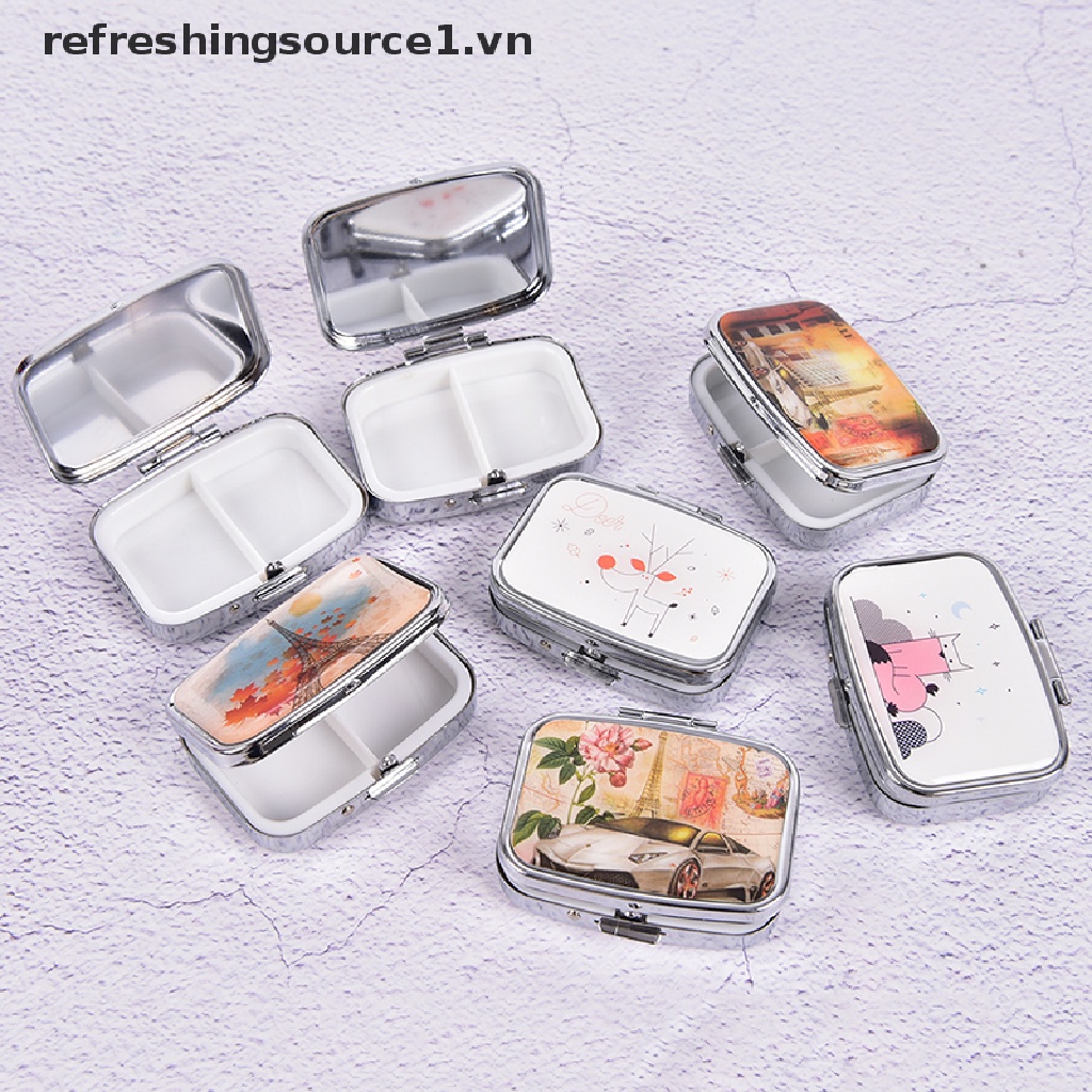Hộp Đựng Thuốc Viên Hình Vuông Bằng Kim Loại Gấp Gọn Tiện Lợi 1.vn