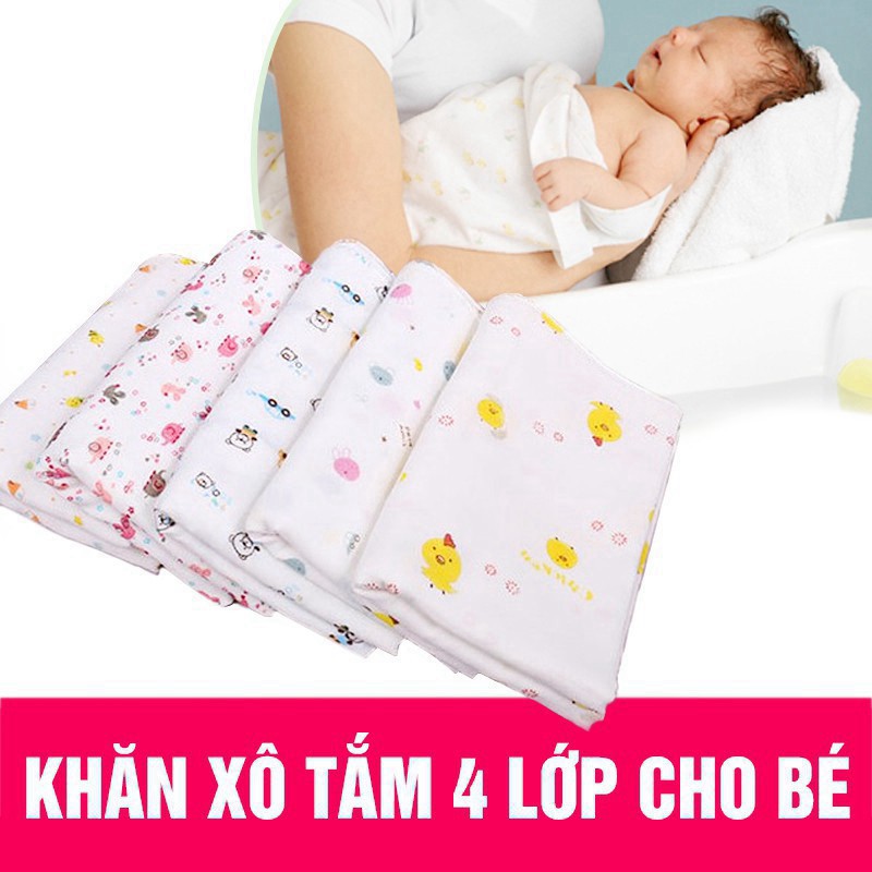 Khăn Tắm 2,4,6 Lớp Xuất Nhật In Hoa Cho Bé Mã A04