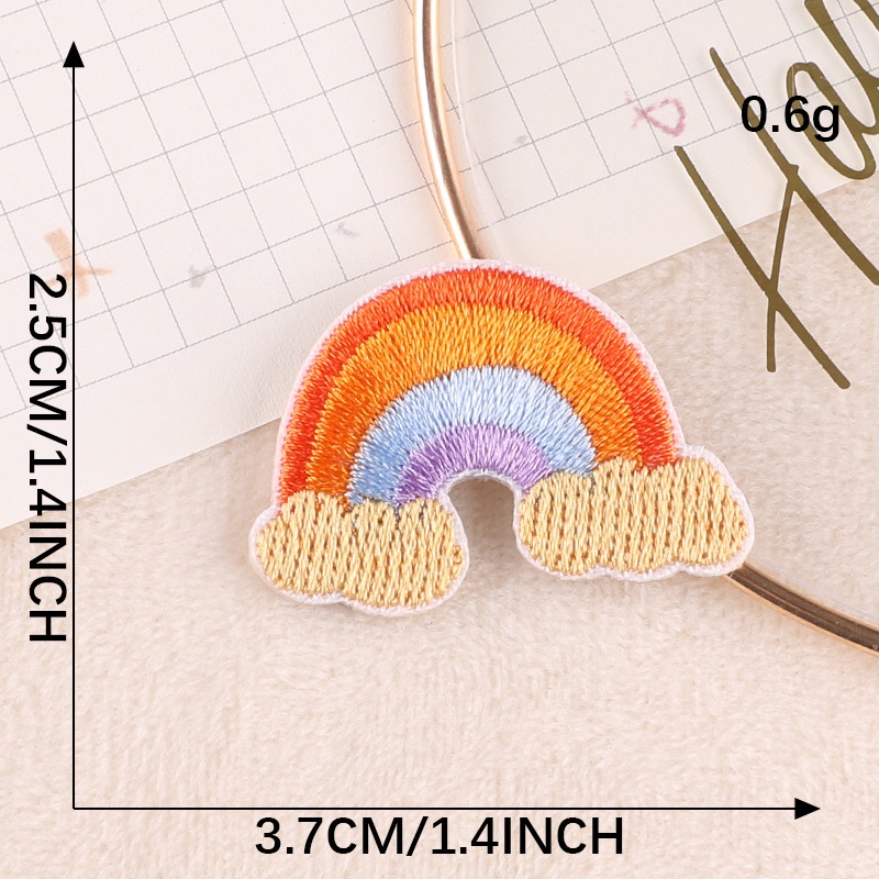 Miếng Dán Trang Trí Sổ Tay Thêu Chữ Tiếng Anh / Cầu Vồng / Hoạt Hình Dễ Thương DIY