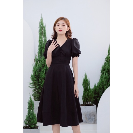 Đầm cổ tim dài " Cherry Dress"  Elly clothing