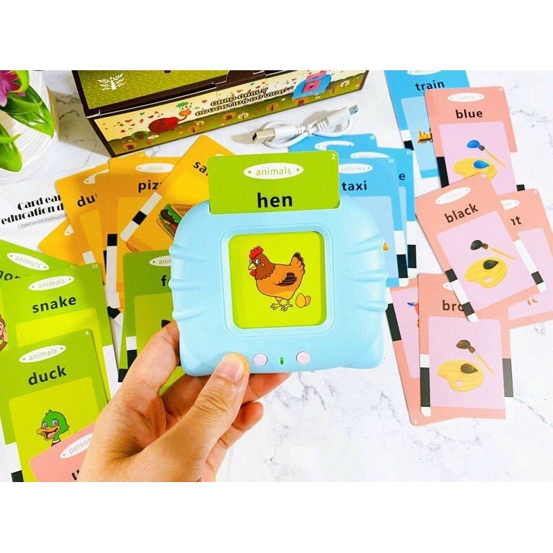 Máy đọc thẻ tiếng anh,Máy học tiếng anh flashcard 112 thẻ 224 từ khoá và 12 chủ đề song ngữ Anh Việt, thẻ học thông minh