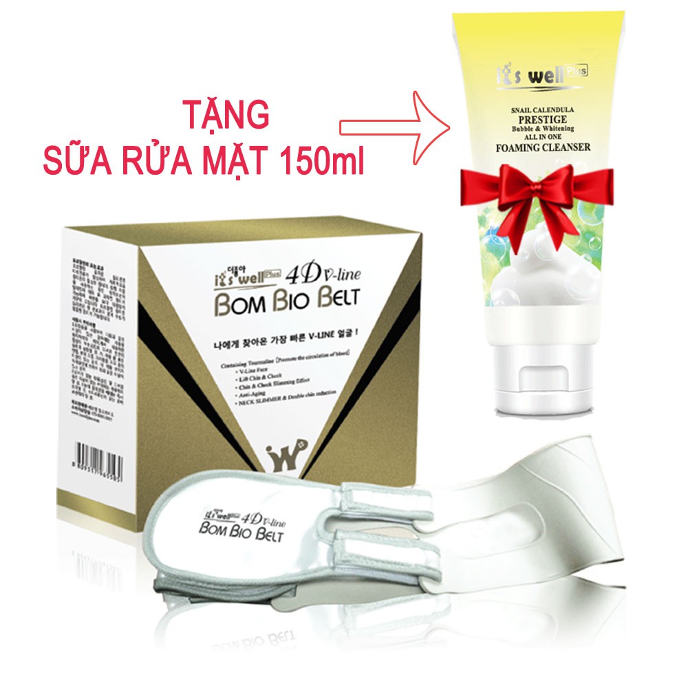 Đai 4D định hình khuôn mặt Vline It's Well Plus Hàn Quốc (Tặng 01 Sữa rửa mặt 150 ml)