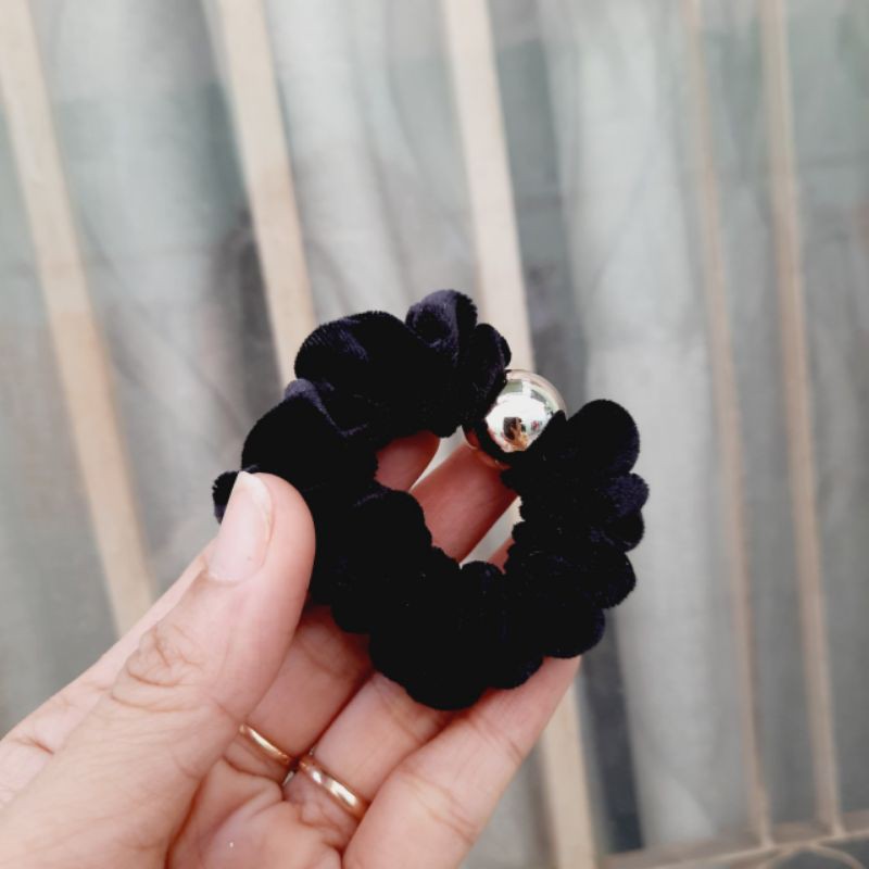 Dây cột tóc nhung 1 hạt tròn (Cỡ 5 cm)