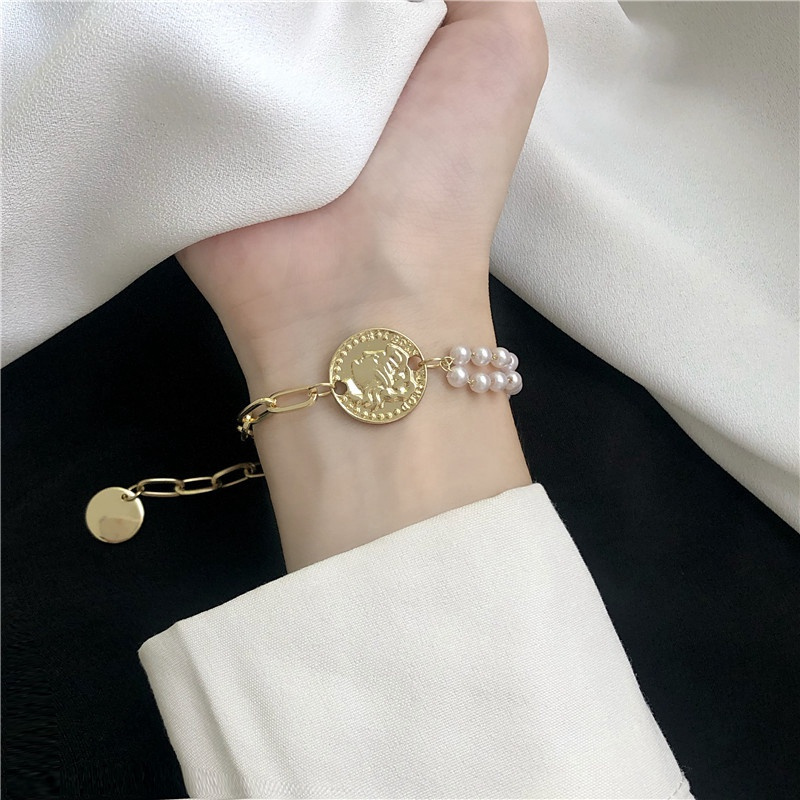 Vòng Tay Kim Loại Xỏ Hạt Ngọc Trai Nhân Tạo Phong Cách Hàn Quốc Xinh Xắn Cho Các Bạn Nữ | BigBuy360 - bigbuy360.vn