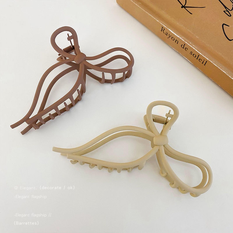 Kẹp Tóc Càng Cua Lớn Màu Trơn Đính Nơ Dễ Thương Thời Trang Cho Nữ