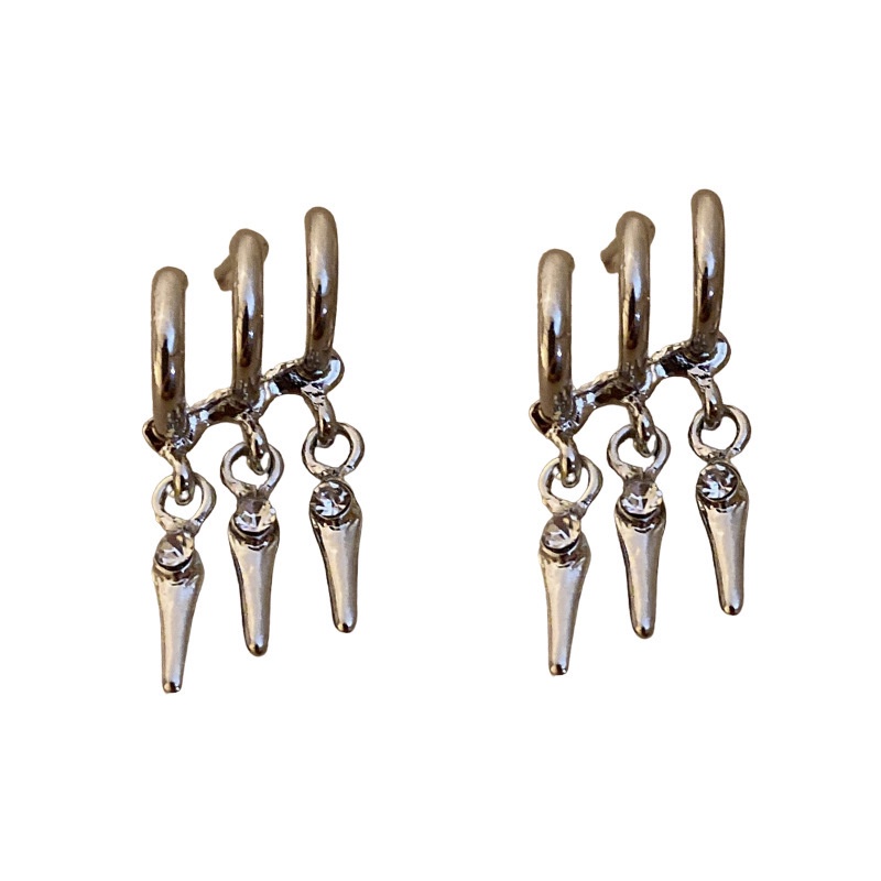 Khuyên Tai Dáng Dài Đính Đá Phong Cách Hàn Quốc Đơn Giản Cho Nữ