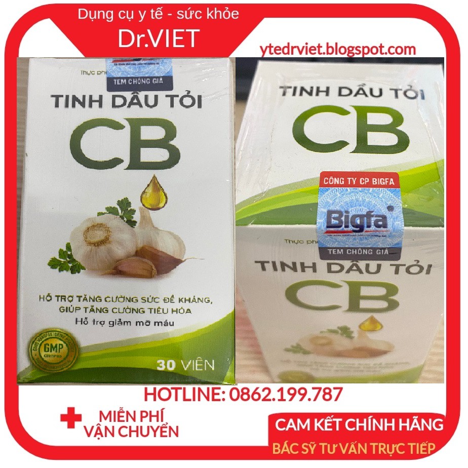 Tinh dầu tỏi CB- Hộp 30 viên uống Tăng đề kháng, tăng cường tiêu hoá, giảm mỡ máu, chướng bụng, đầy hơi, ăn kém, lão hoá