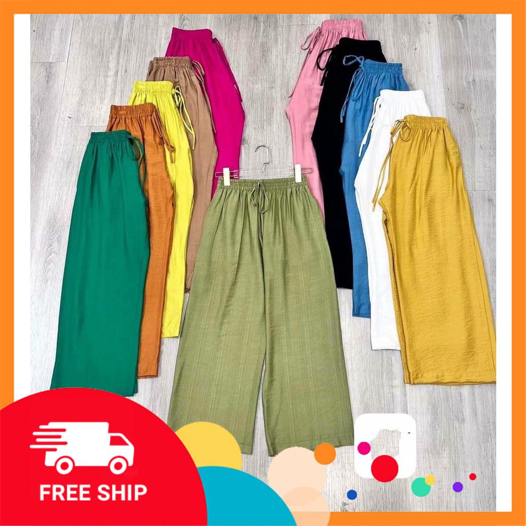Quần ống rộng đũi lụa nhiều màu cạp chun co giãn dáng suông siêu đẹp thời trang Banamo Fashion sớ đũi nhiều  màu 925
