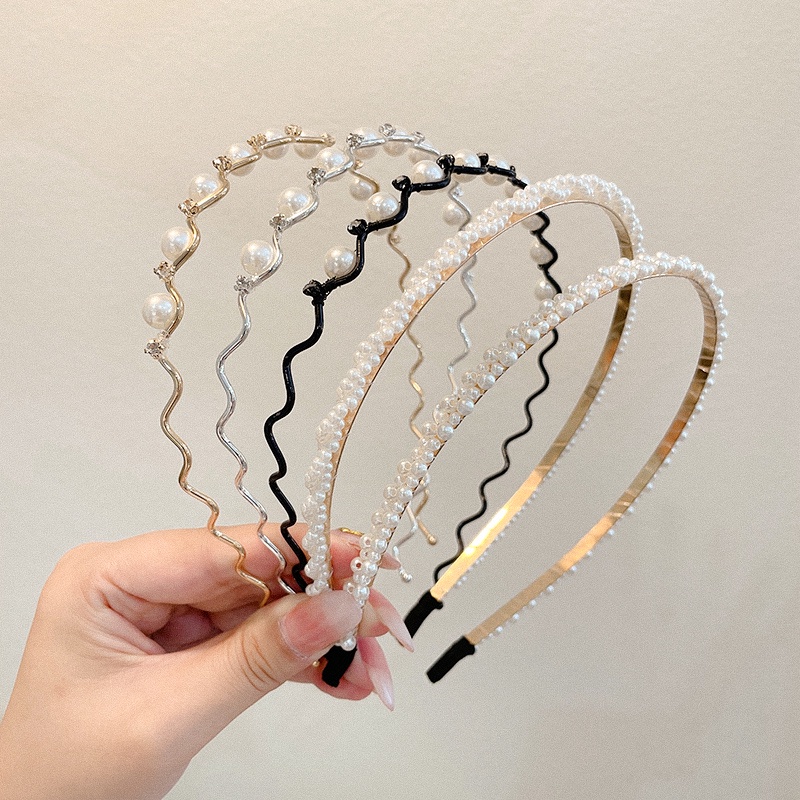 Bộ 3 Băng Đô Rửa Mặt Đính Ngọc Trai Phong Cách Hàn Quốc Dành Cho Nữ