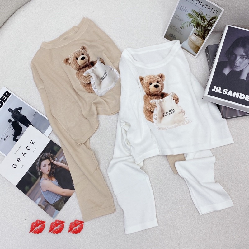 Áo len giấy hình chú gấu dài tay, chiếc áo gây bão mạng hot hit