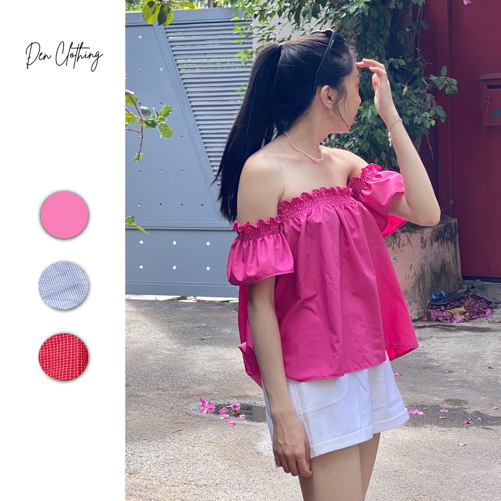 Áo Trễ Vai Bẹt Vai Tay Bồng Tay Phồng Đen Clothing  Công Sở Đi Chơi Siêu Xinh