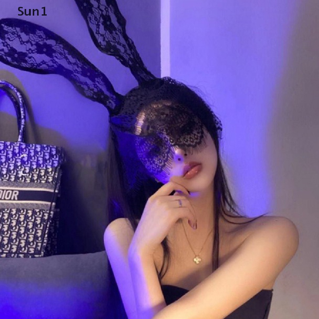 Mặt Nạ Ren Hình Tai Thỏ Màu Đen Gợi Cảm Dự Tiệc Hóa Trang Cho Nữ 1 &gt;