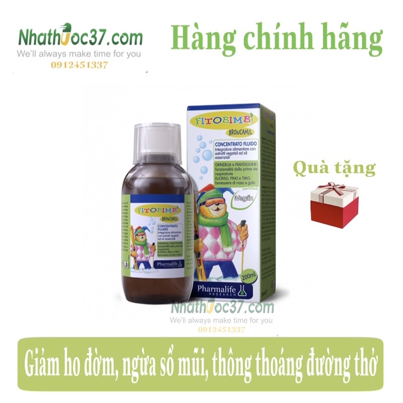 Siro ho Fitobimbi Broncamil 200ml giảm ho ba tác động, hết ho đờm, giảm kháng sinh