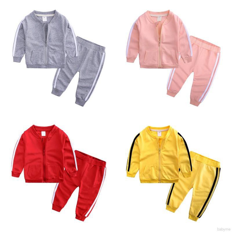Bộ áo sweater và quần dài phối sọc thời trang mùa thu cho bé